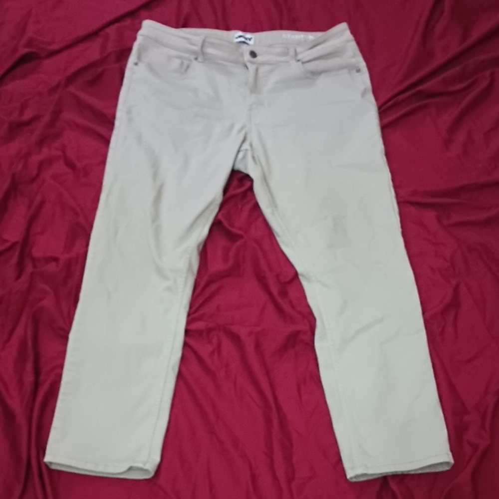 DKNY Beige Straight-Leg Mens Kackis Pants 36x30 Stanton Slim Fit